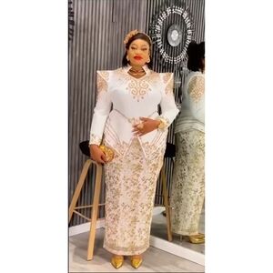 White & Gold Ornate Beaded 2-Piece Set